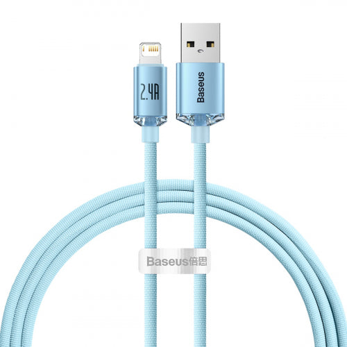 Baseus Crystal Shine Series Data Cable Fast Charging USB to iPhone 2.4A 1.2m Sky Blue