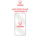 YOUKSH Apple iPhone 15 Anti Static Clear Glass Protector With YOUKSH Installation Kit