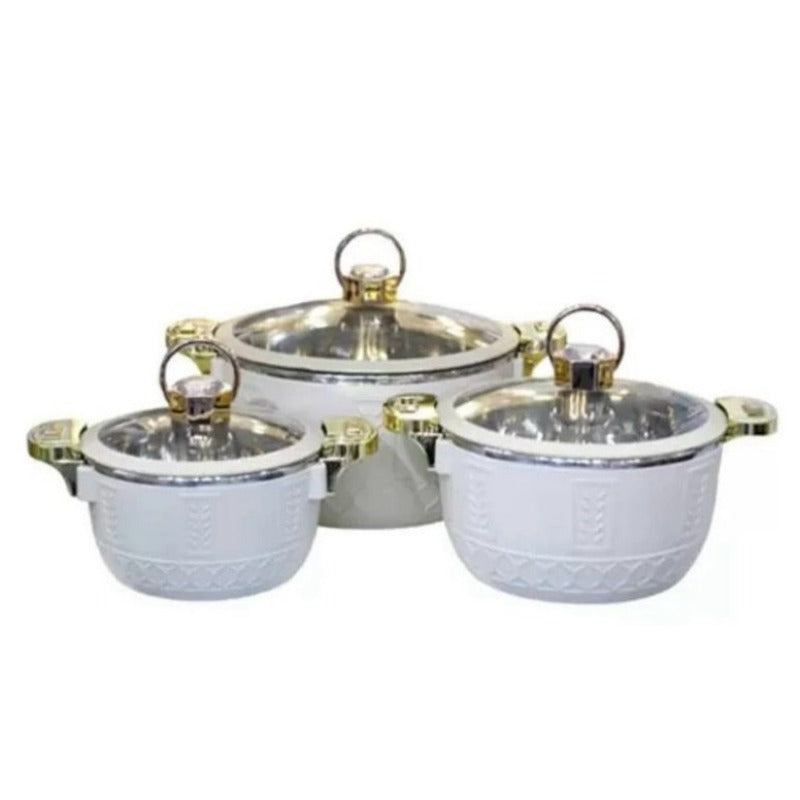 Hotpot Set White & Gold (Set of 3)