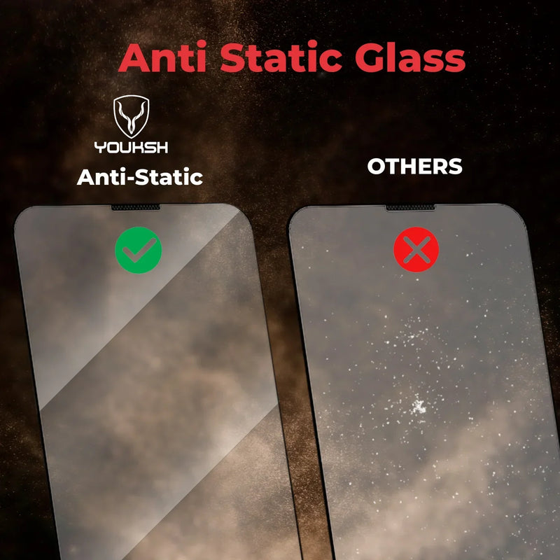 YOUKSH Apple iPhone 15 Anti Static Clear Glass Protector With YOUKSH Installation Kit